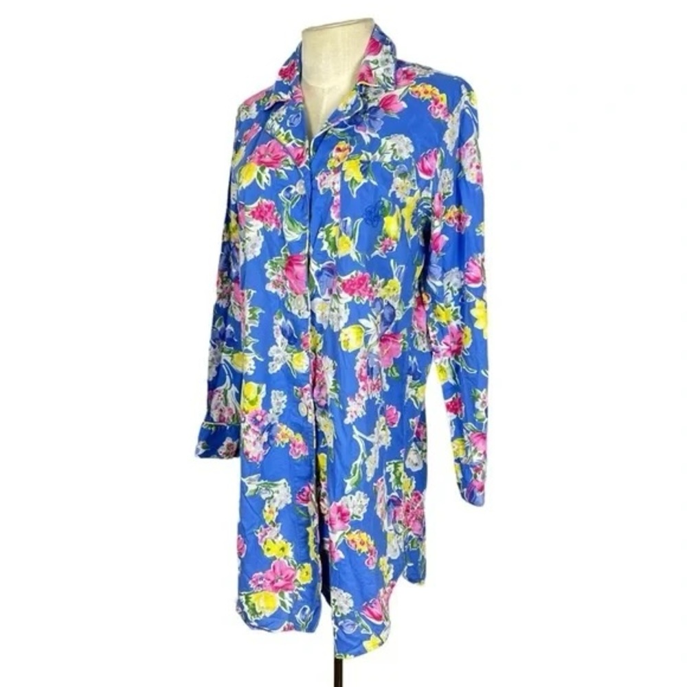 💐 Lauren Ralph Lauren, Brushstroke Blooms Floral Notch Collar Nightshirt